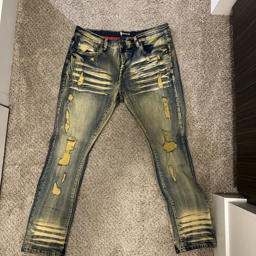 Yellow and Black Skinny Jeans